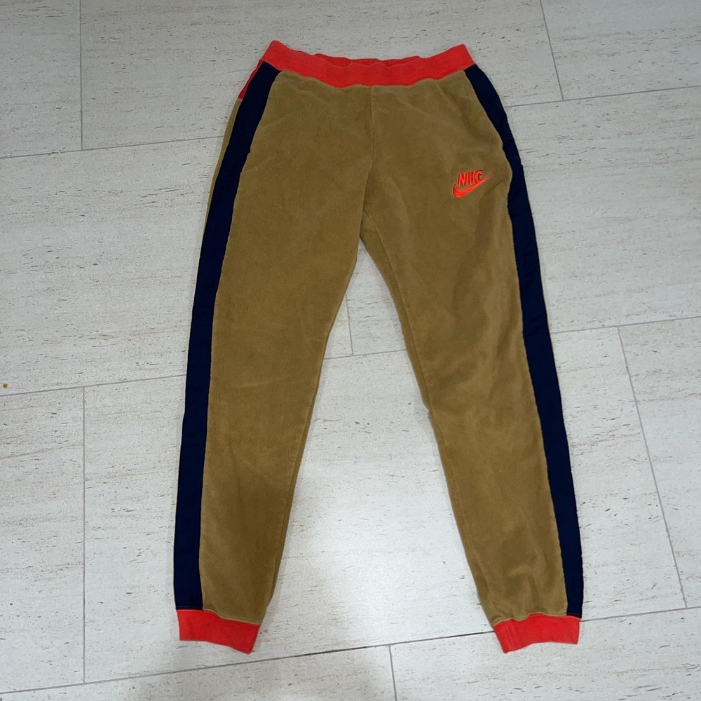Nike Sportswear Polar Fleece Pants Tan Orange Navy Blue Joggers Women Small